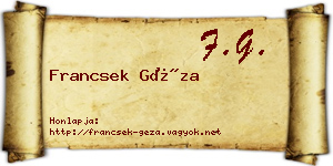 Francsek Géza névjegykártya